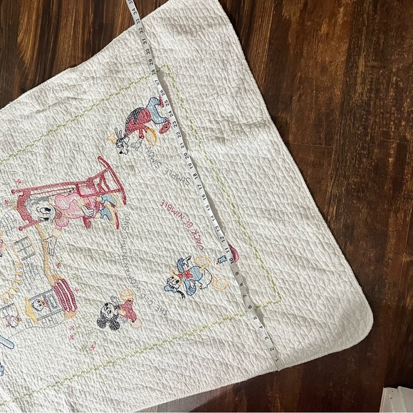 Handmade Cross Stitch Nursery Rhyme Baby Throw Blanket Mickey Mouse 53x33 - Picture 2 of 5